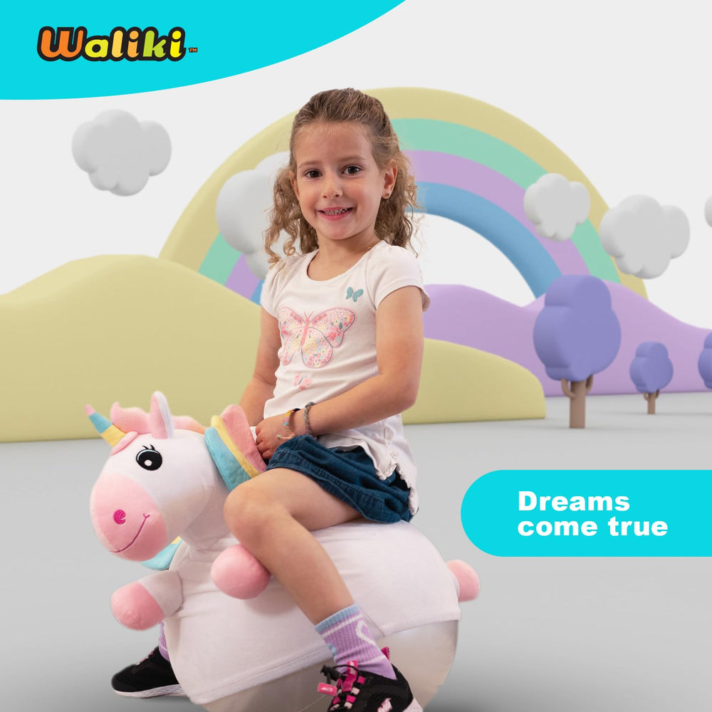 WALIKI Unicorn Hopper Ball includes pump for quick setup.