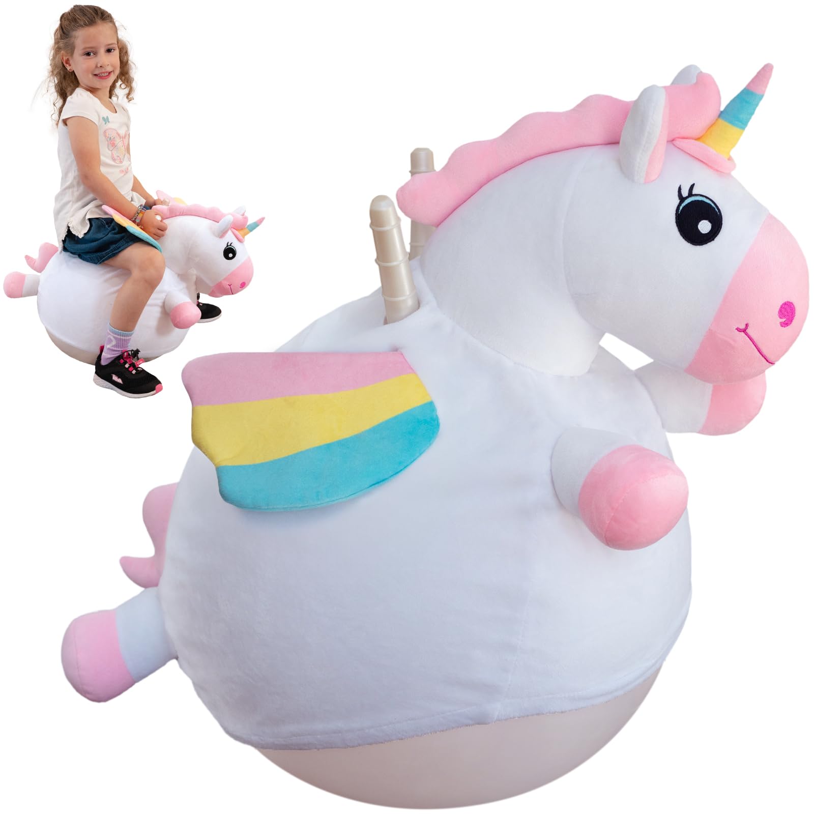 WALIKI Unicorn Hopper Ball with removable plush cover for easy cleaning and cozy play.