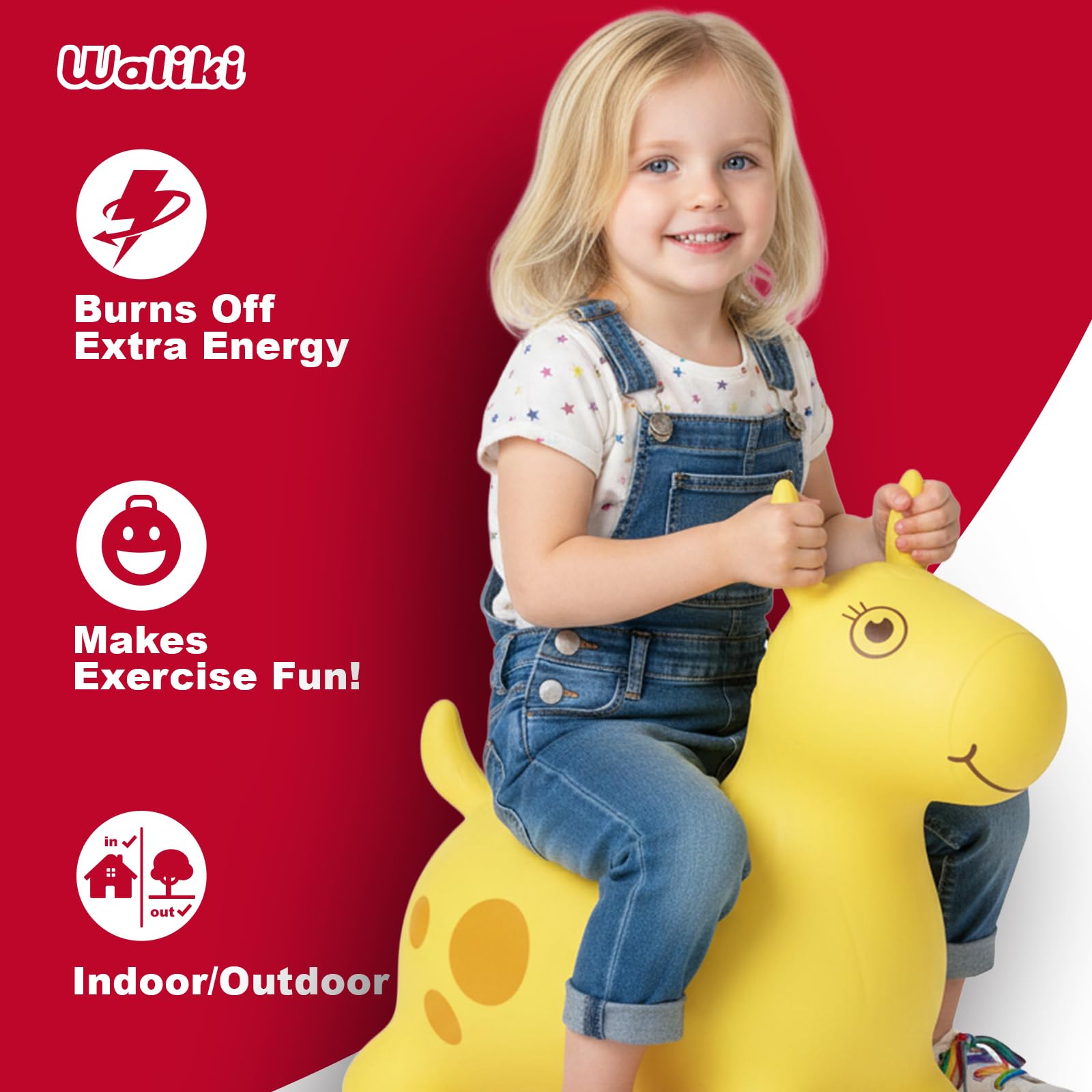 WALIKI yellow bouncy horse designed for ages 1 to 3