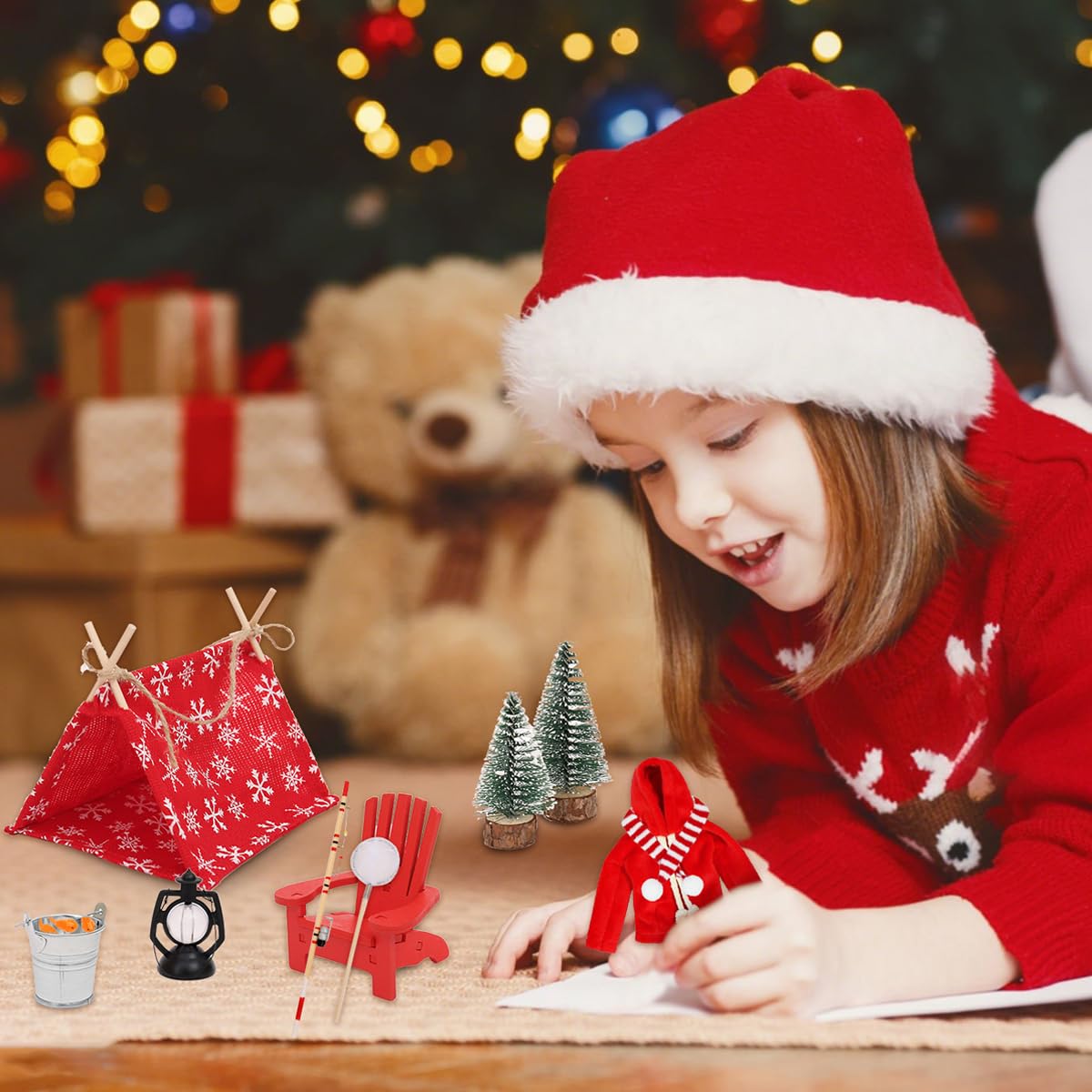 WanBigVa Christmas Elf Doll mini fishing rod for holiday storytelling