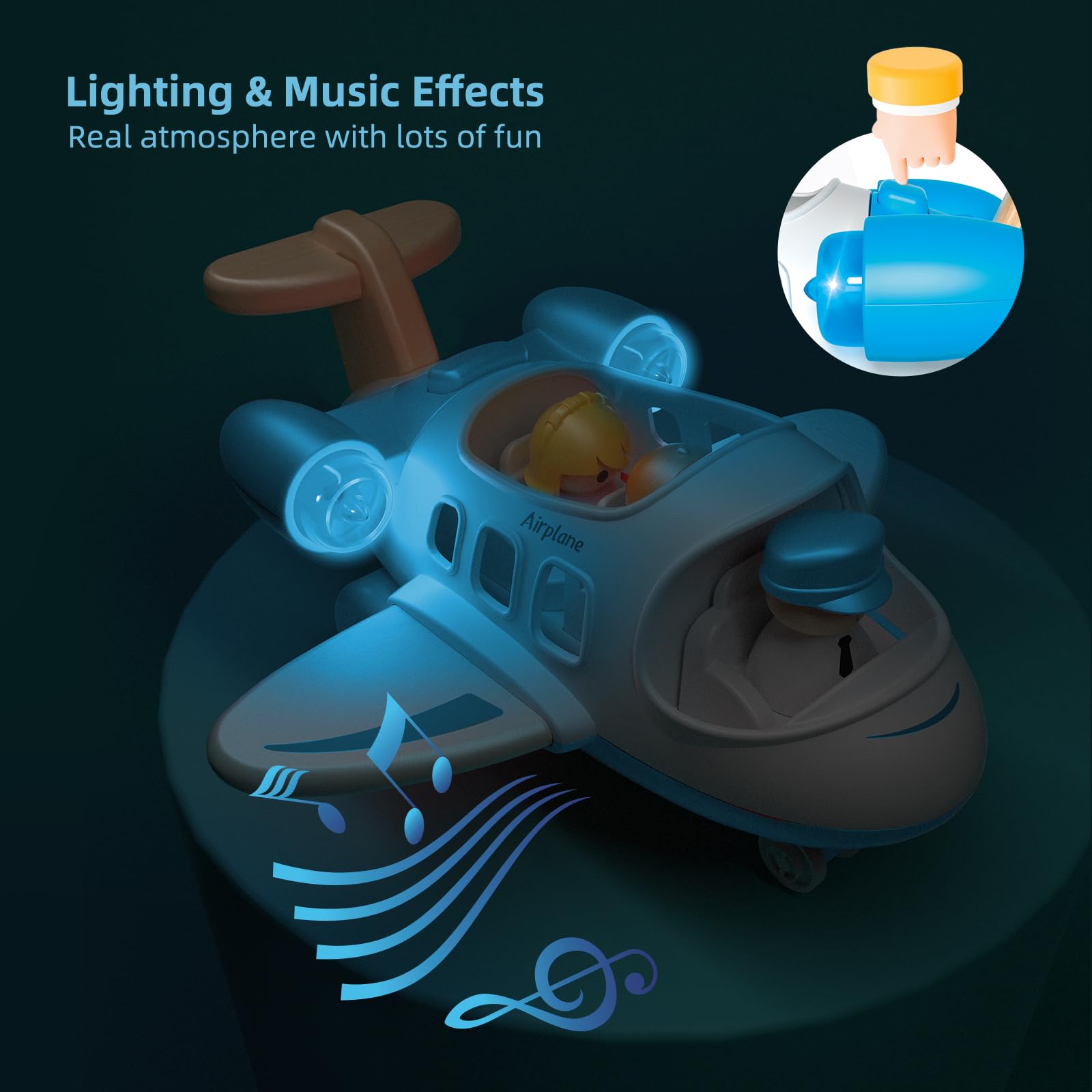 Wanborns toy tail button lighting triggers LED effects for play.