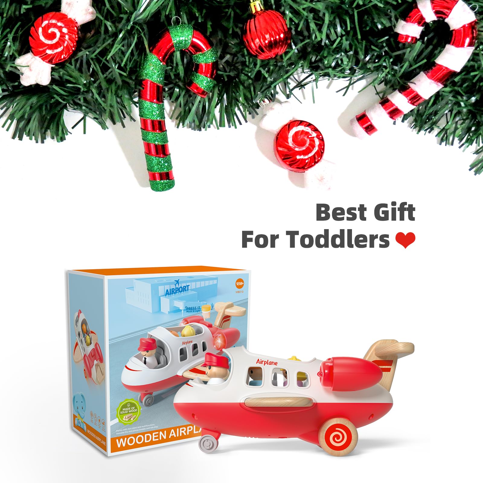 Wanborns wooden airplane toy texture showcasing Beech wood feel