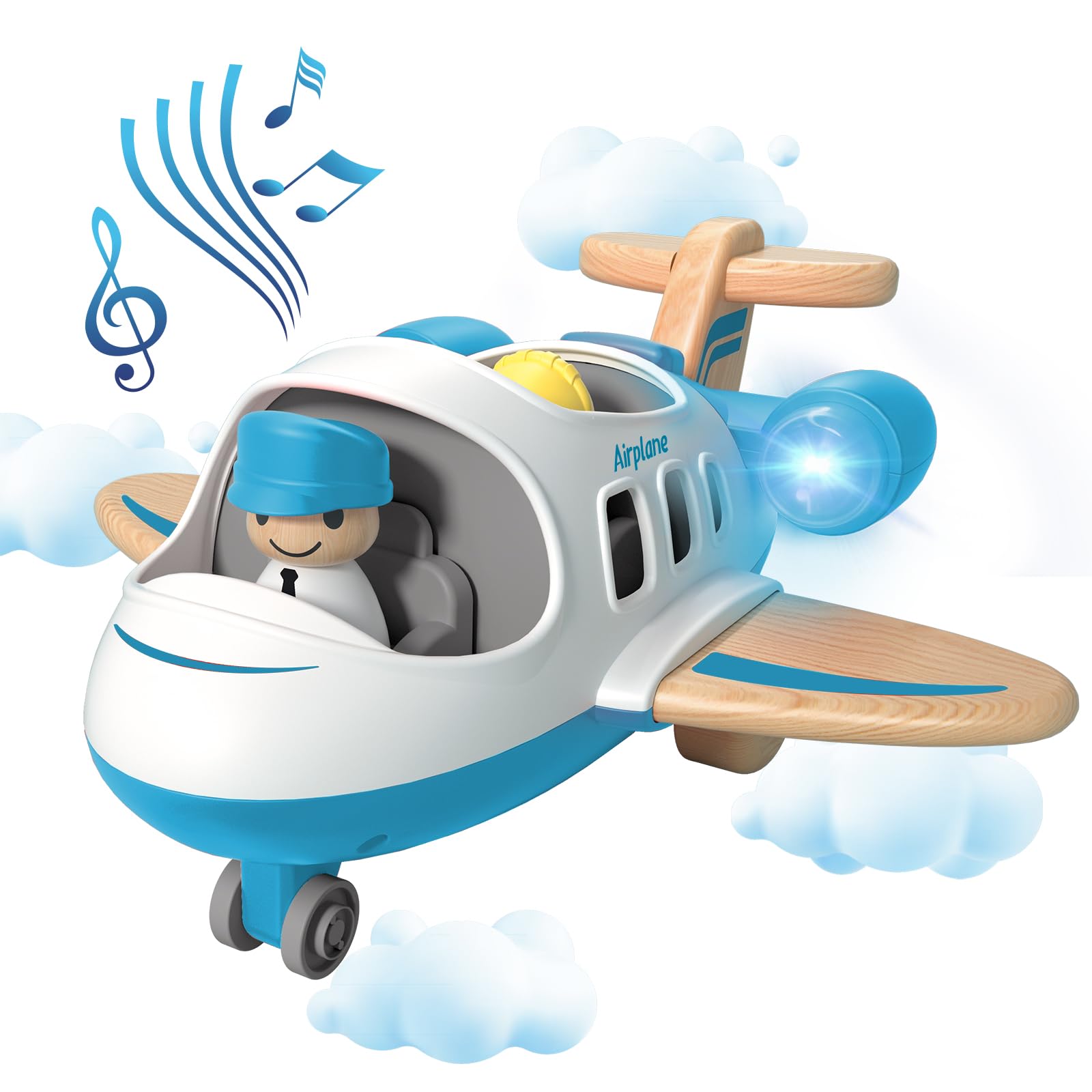 Wanborns kids airplane toy with lights and sound engages toddlers during play.
