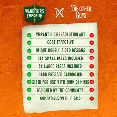 Wanderers Emporium double-sided minis offer two vibrant looks.