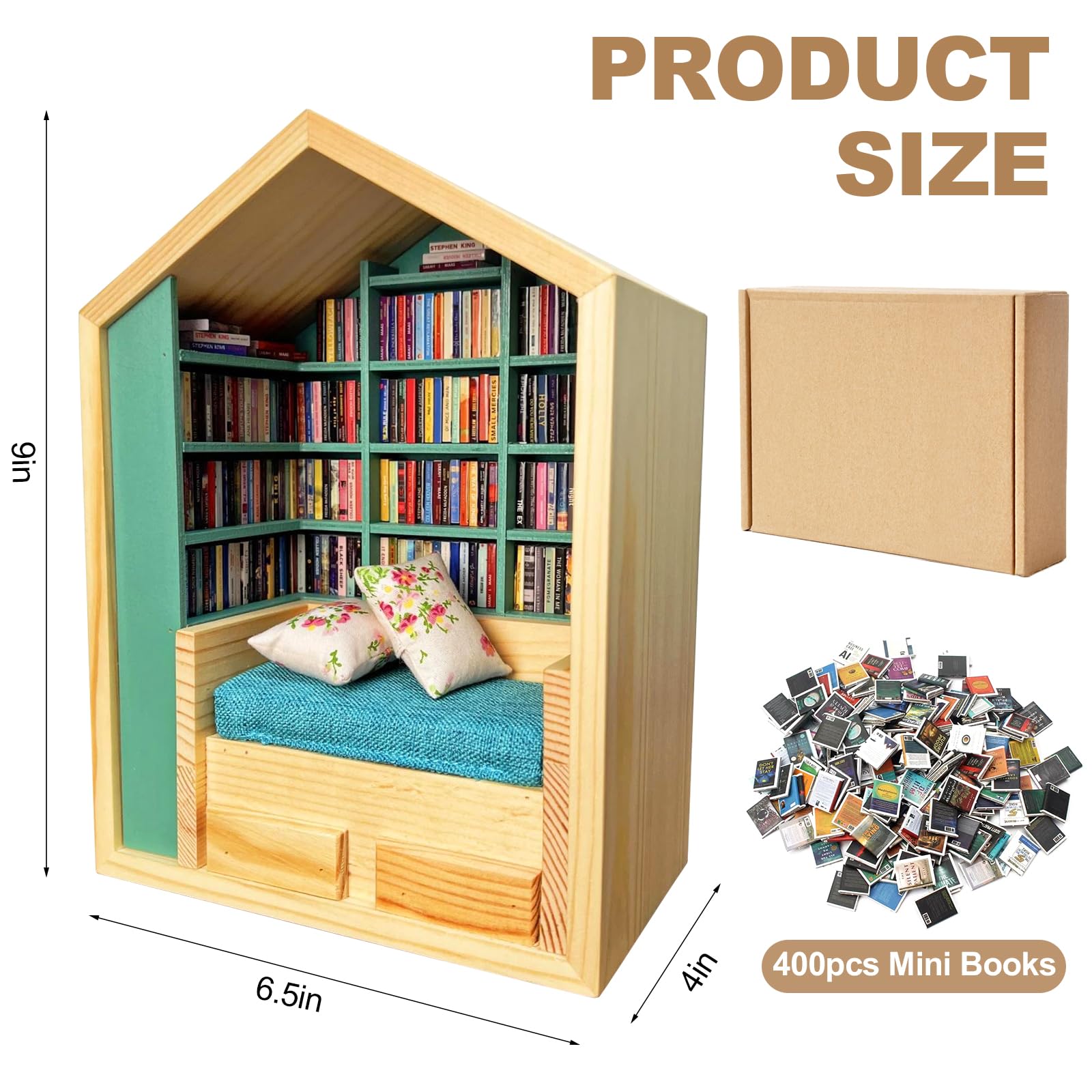 Wanheart 400-piece mini books close-up shows colorful covers for an engaging display.