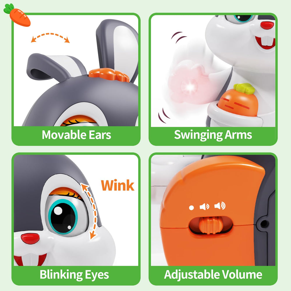 Wanonoo bunny toy shows lights and 5 buttons delivering melodies and sounds