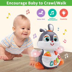 Wanonoo bunny toy for tummy time with lights and music to encourage movement