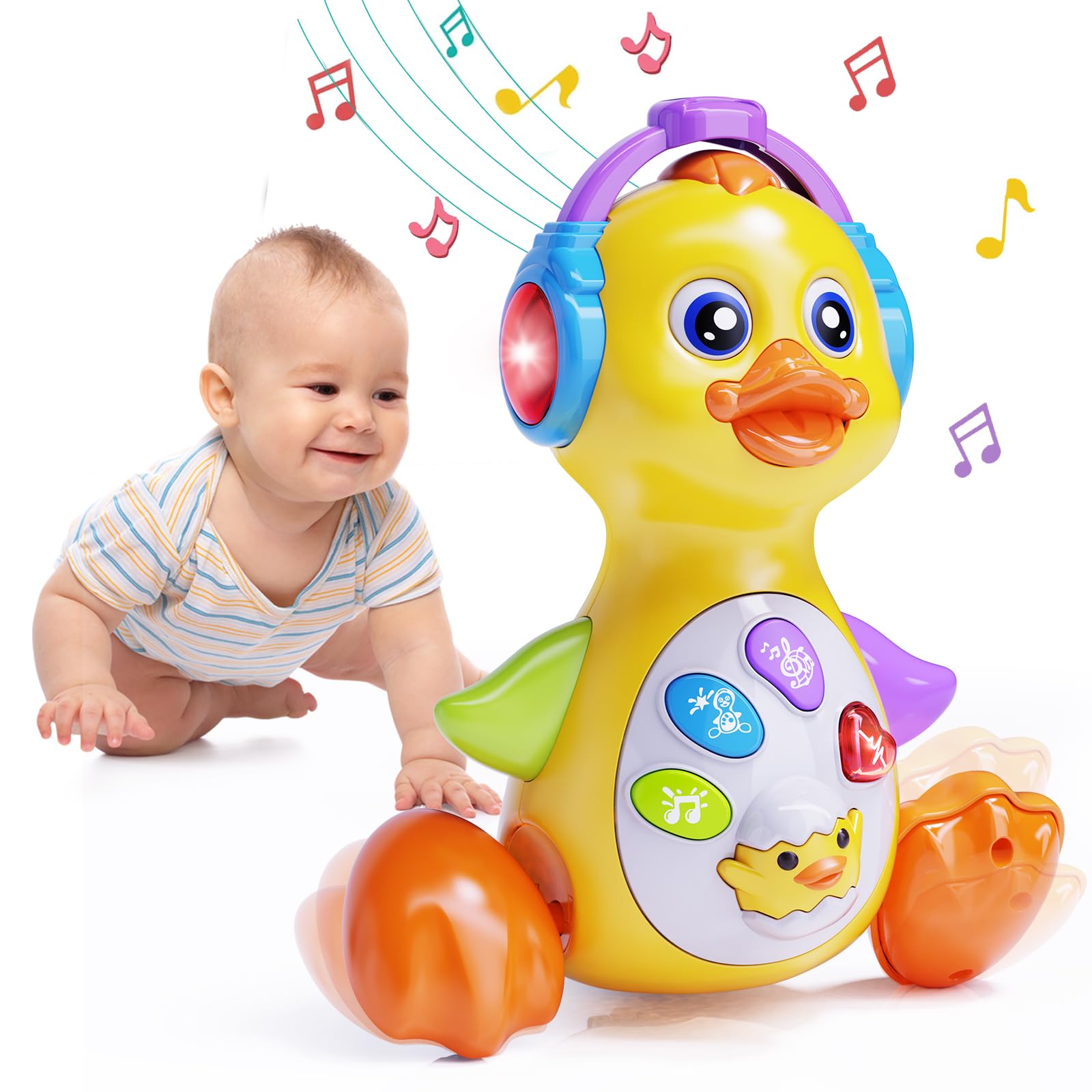 Wanonoo Dancing Duck Toy Crawling: engaging baby during tummy time with movement.