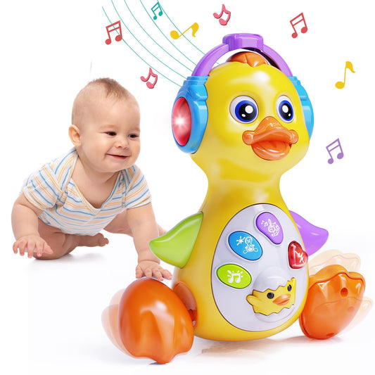 Wanonoo Dancing Duck Toy Crawling: engaging baby during tummy time with movement.