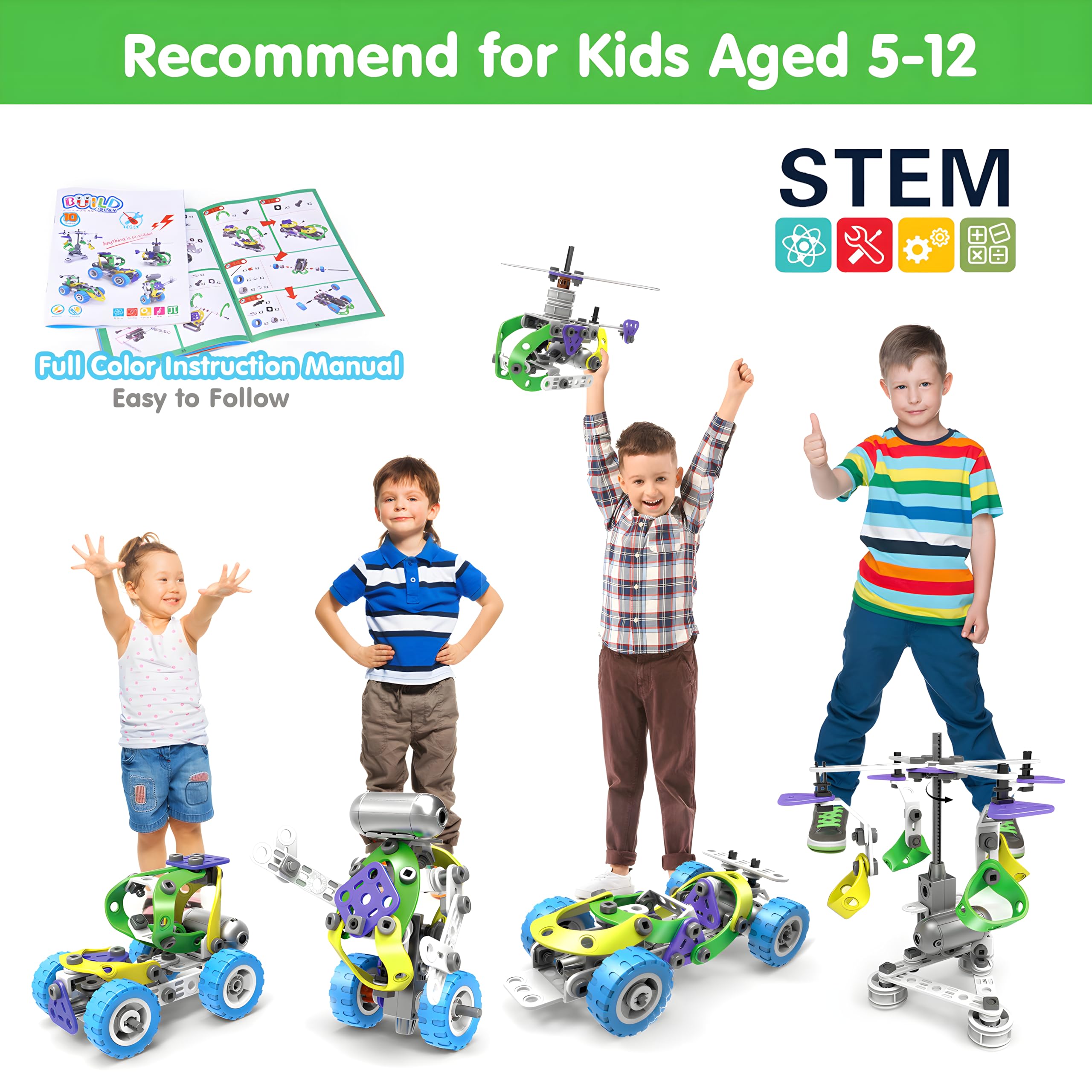 Wanonoo 10-in-1 STEM plane model encourages imaginative building and spatial thinking.