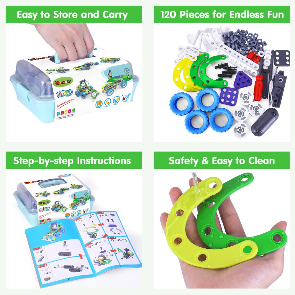 Wanonoo 10-in-1 STEM racing car model fuels creativity and engineering play.