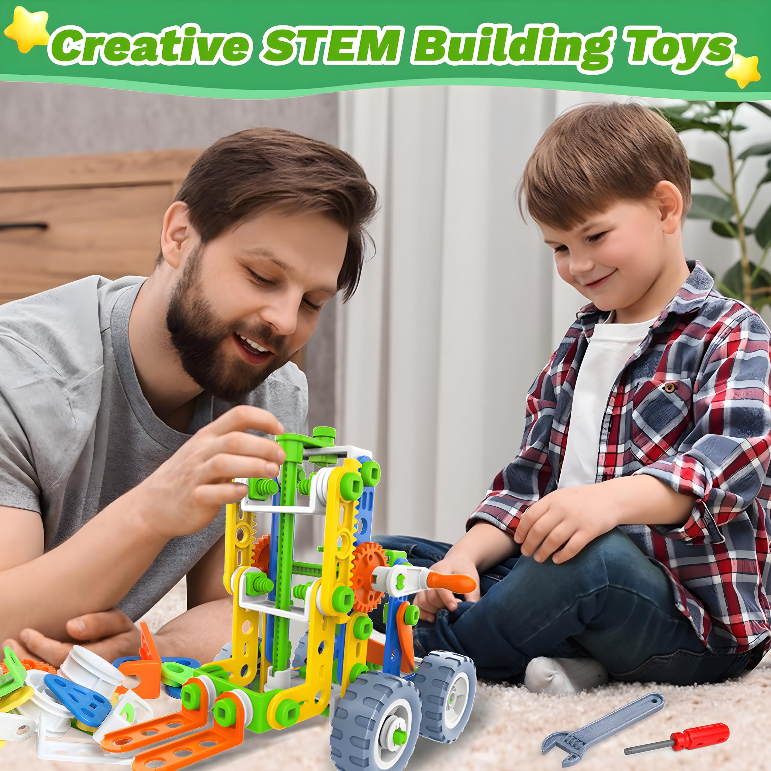 Wanonoo 12-in-1 STEM kit forklift model promotes fine motor skills through precise assembly