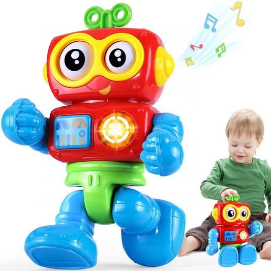Wanonoo toddler robot toy with chest button sparks imaginative play with music and lights