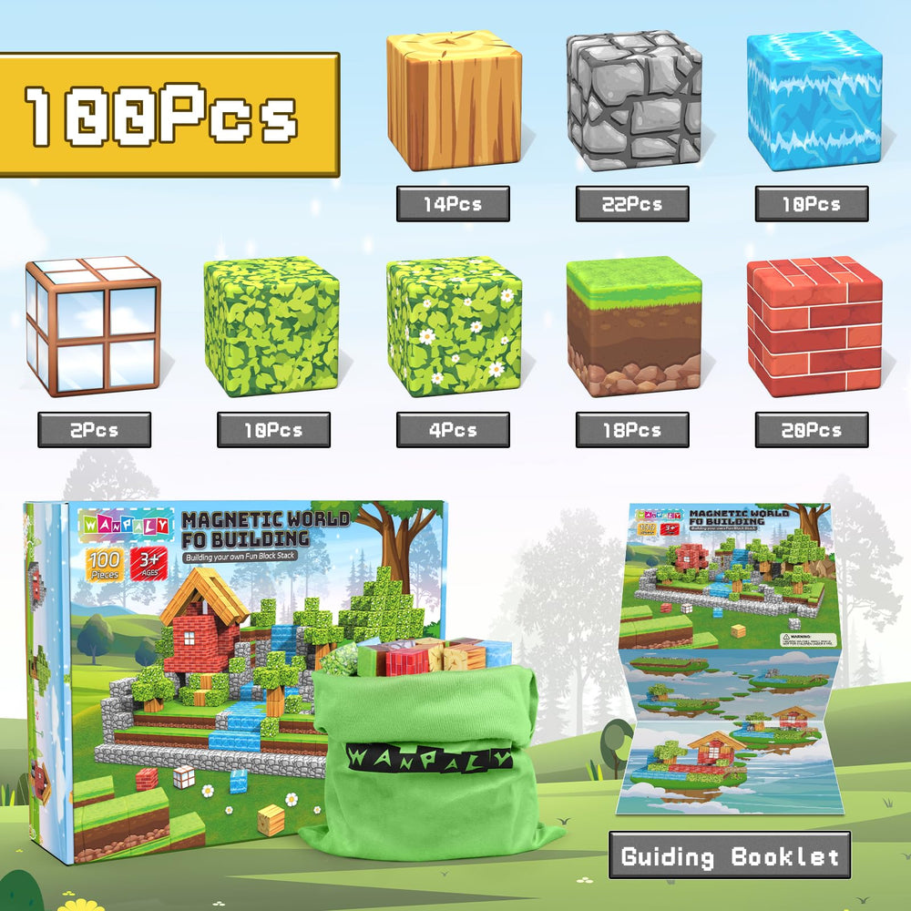 Wanplay 1-inch magnetic blocks pack supports quick setup and varied structures.