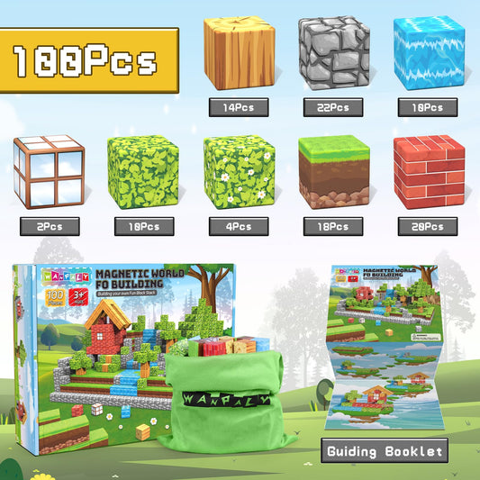 Wanplay 1-inch magnetic blocks pack supports quick setup and varied structures.