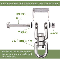 WAREMAID stainless steel swing hook for porch mounts securely in outdoor spaces.