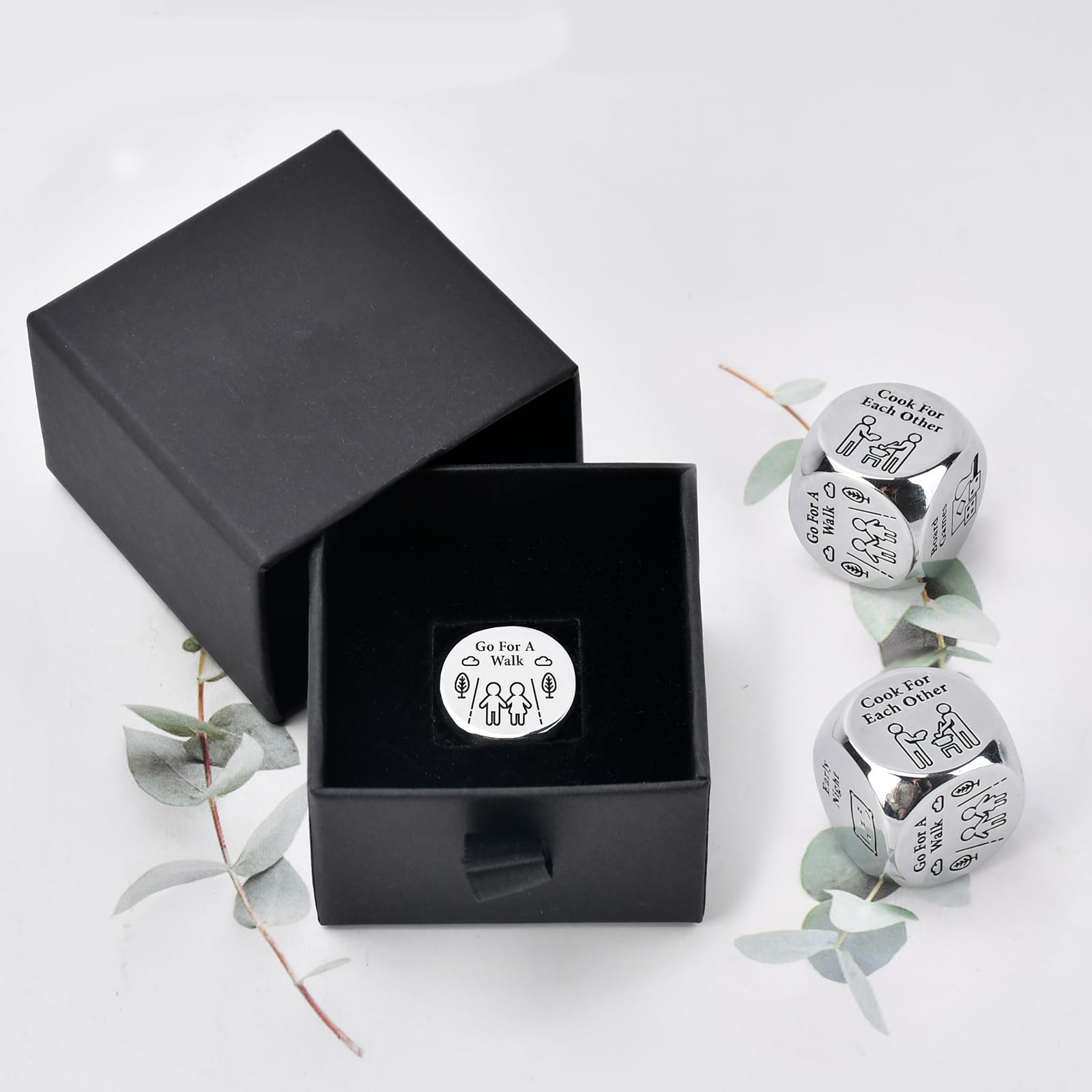 Wareon engraved six options dice highlighting six date-night activities