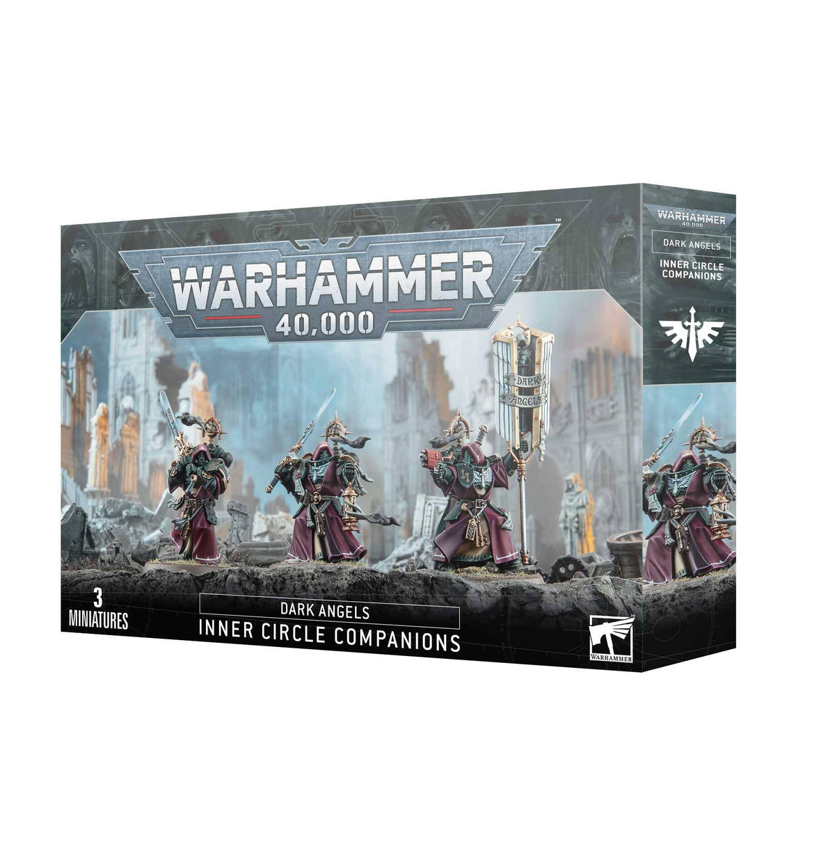 Warhammer Dark Angels Inner Circle Companions figure in black armor, ready for assembly and tabletop battles.