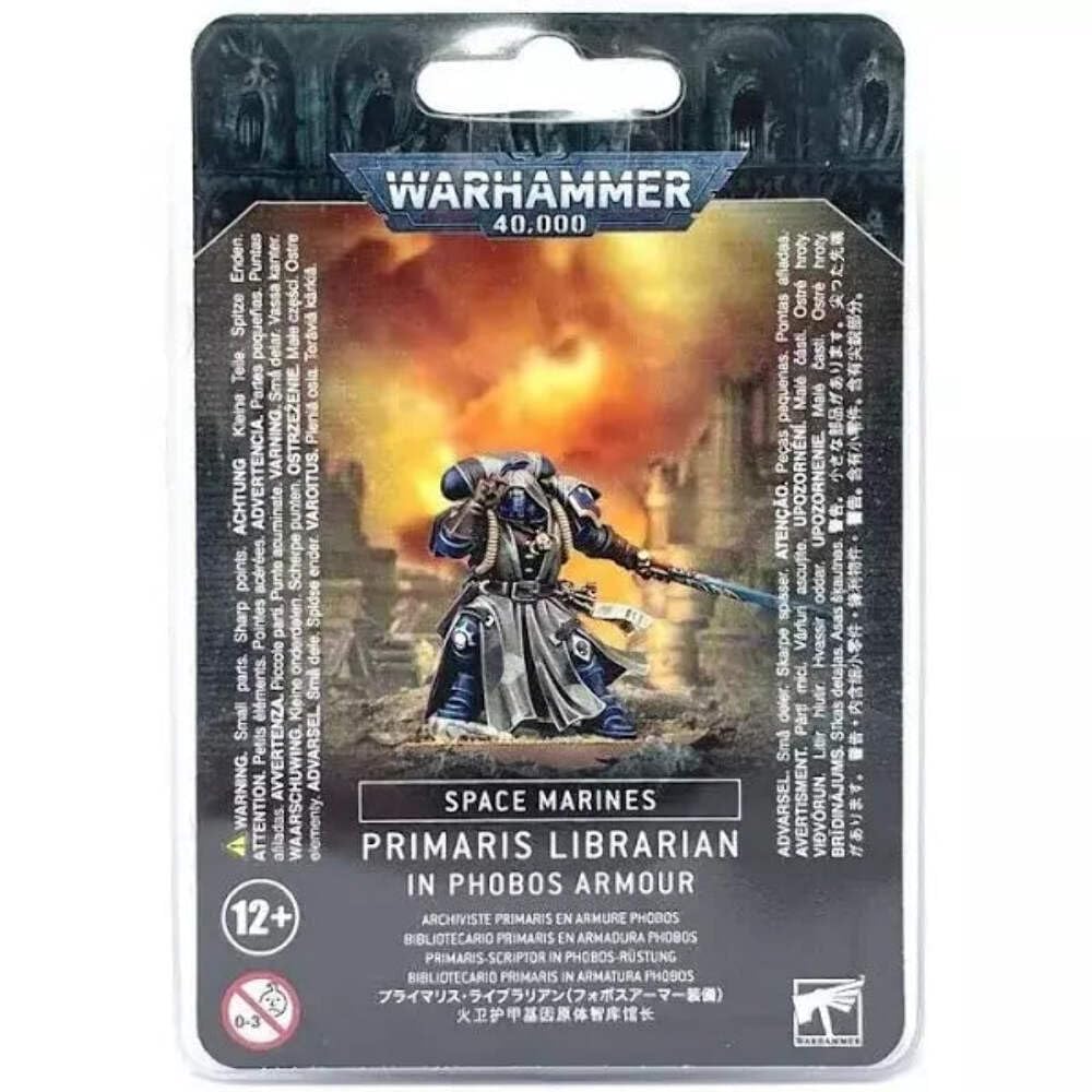 Warhammer Primaris Librarian in Phobos Armour miniature, ideal for display and painting on a 40mm base.