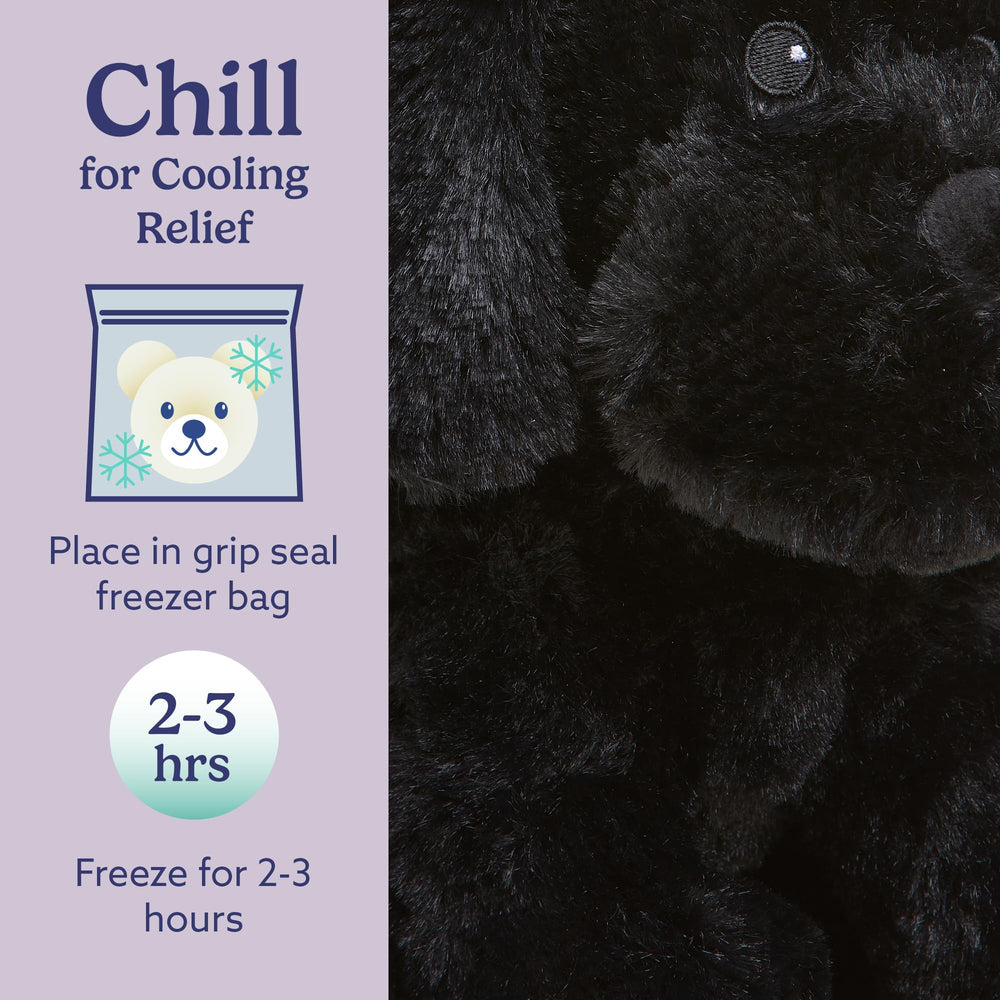 Warmies Black Labrador lavender scent adds a gentle aroma at bedtime.