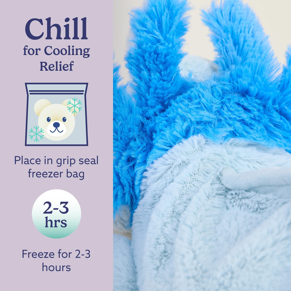 Warmies Blue Axolotl lightly lavender scented for a calming bedtime atmosphere.