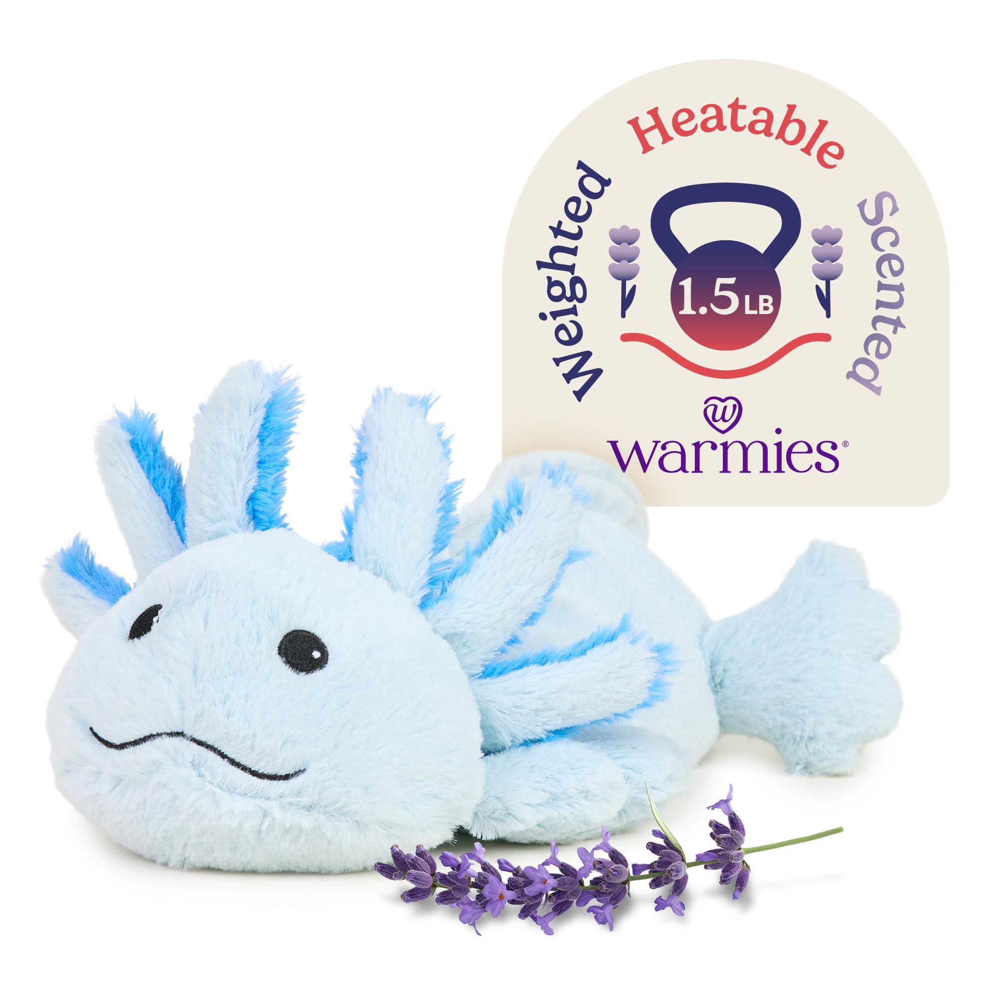 Warmies Blue Axolotl plush heated for soothing warmth and cozy snuggles.
