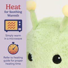 Warmies Caterpillar plush in a bedtime scene for gentle sleep aid.