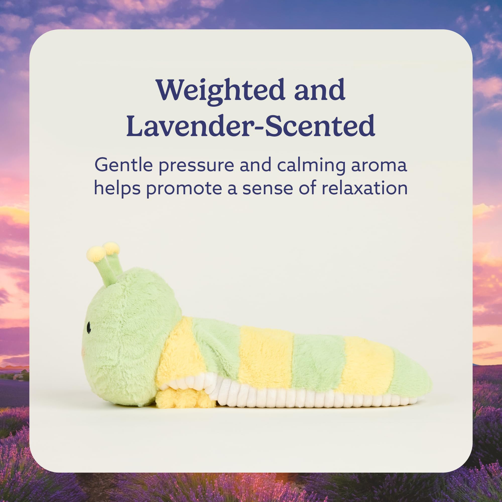 Warmies Caterpillar plush with lavender aroma for calming evenings.