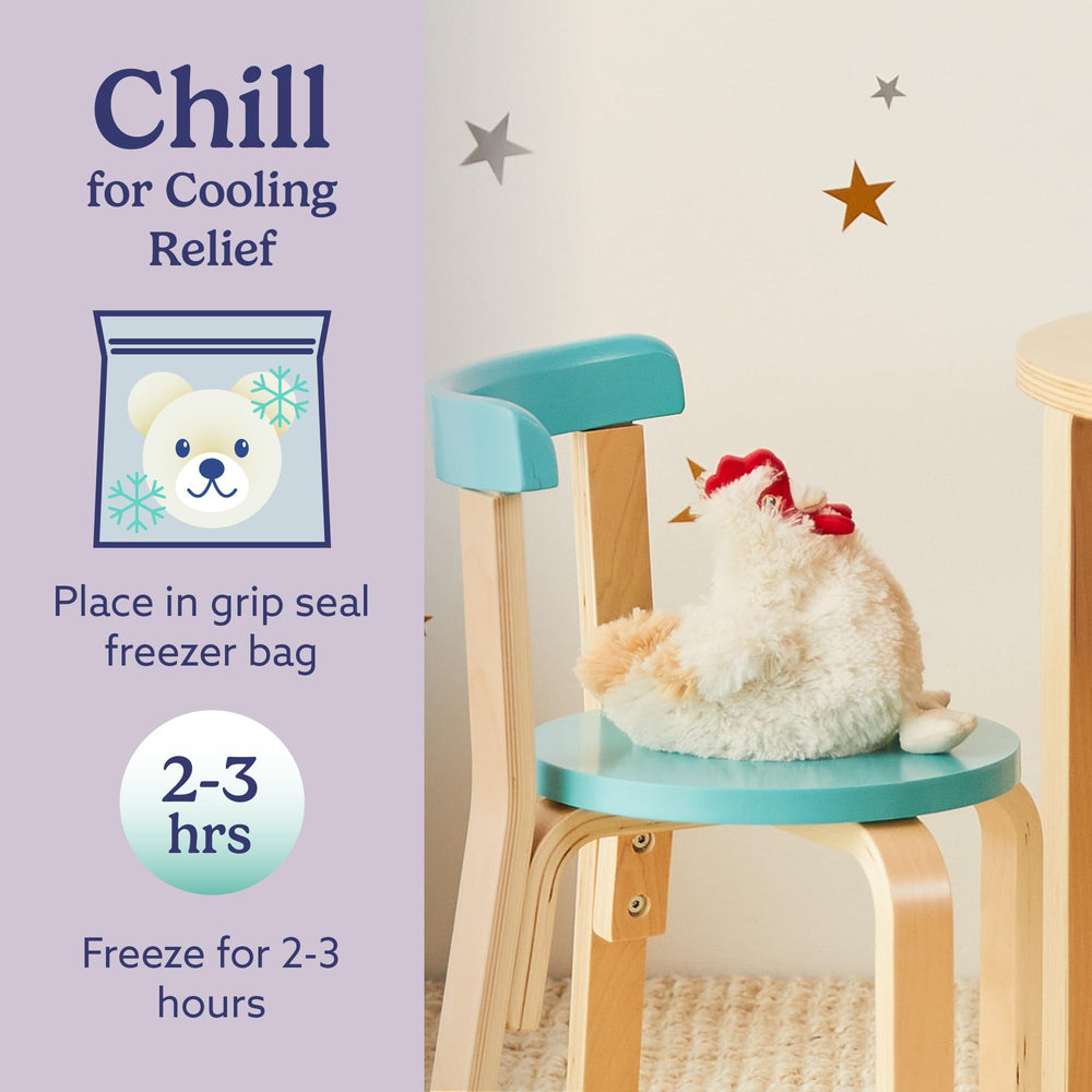 Warmies chicken plush lavender scent creates a calming atmosphere.