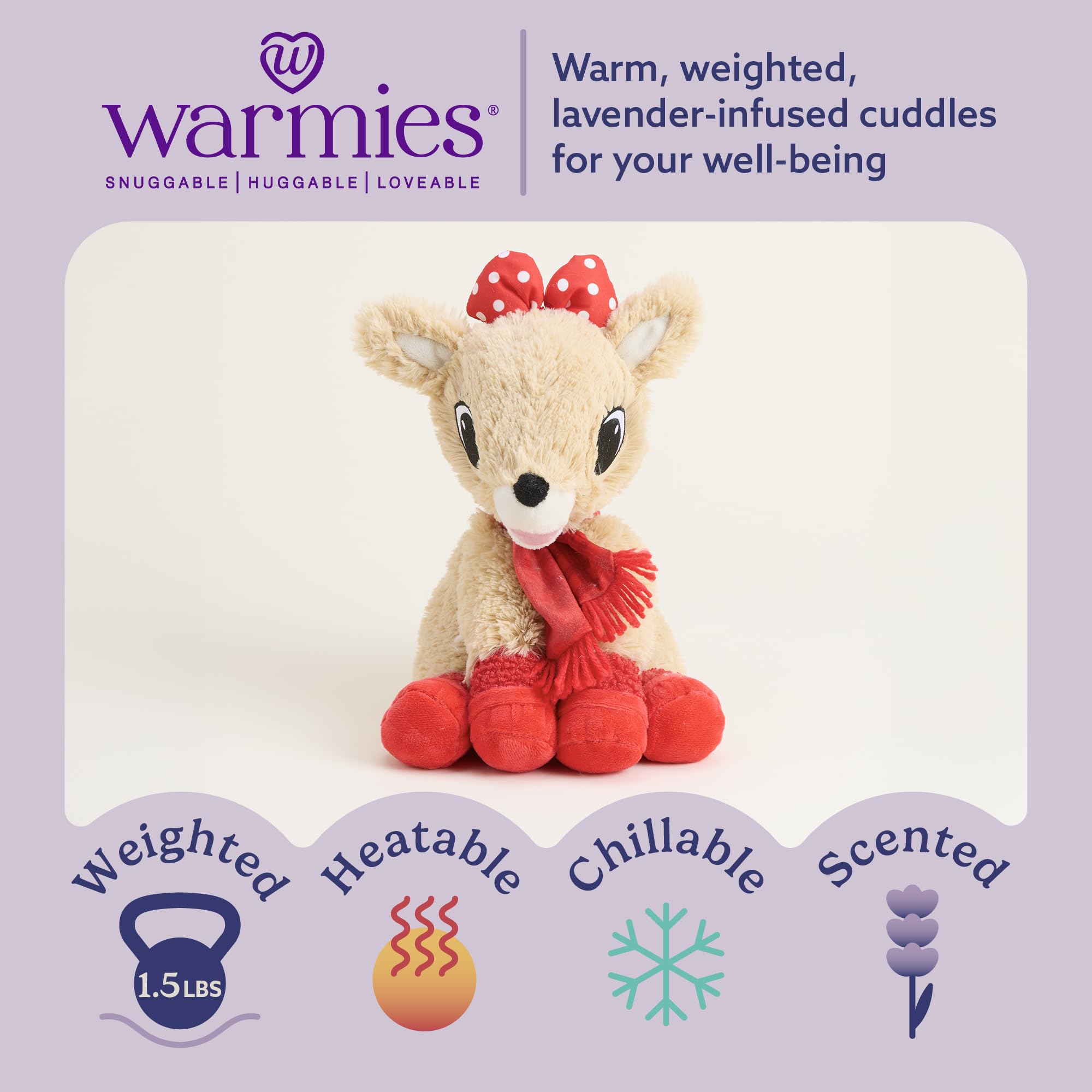 Warmies Clarice heated plush ready in microwave for comforting warmth.