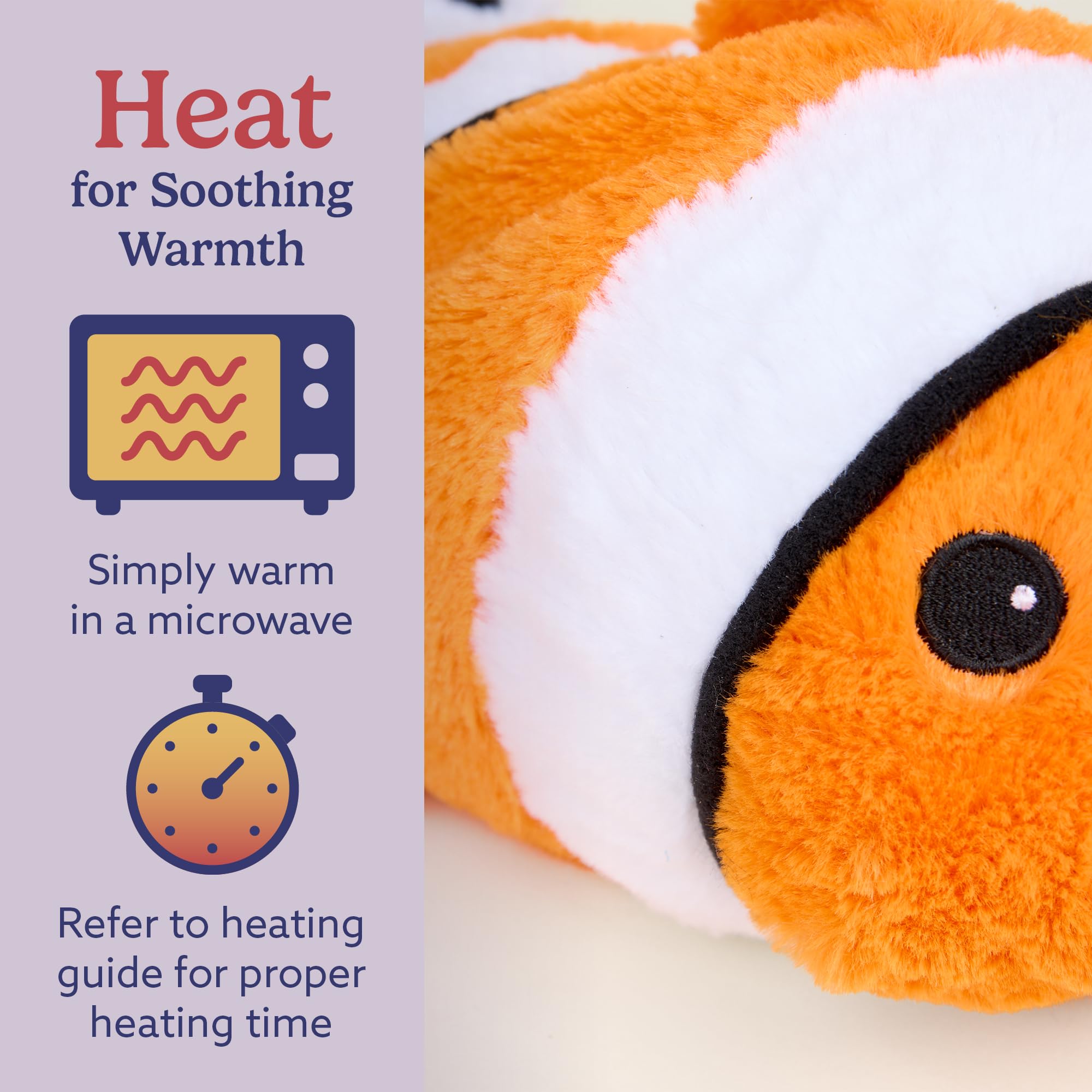 Warmies Clown Fish lavender-scent image highlights calming aroma for bedtime.