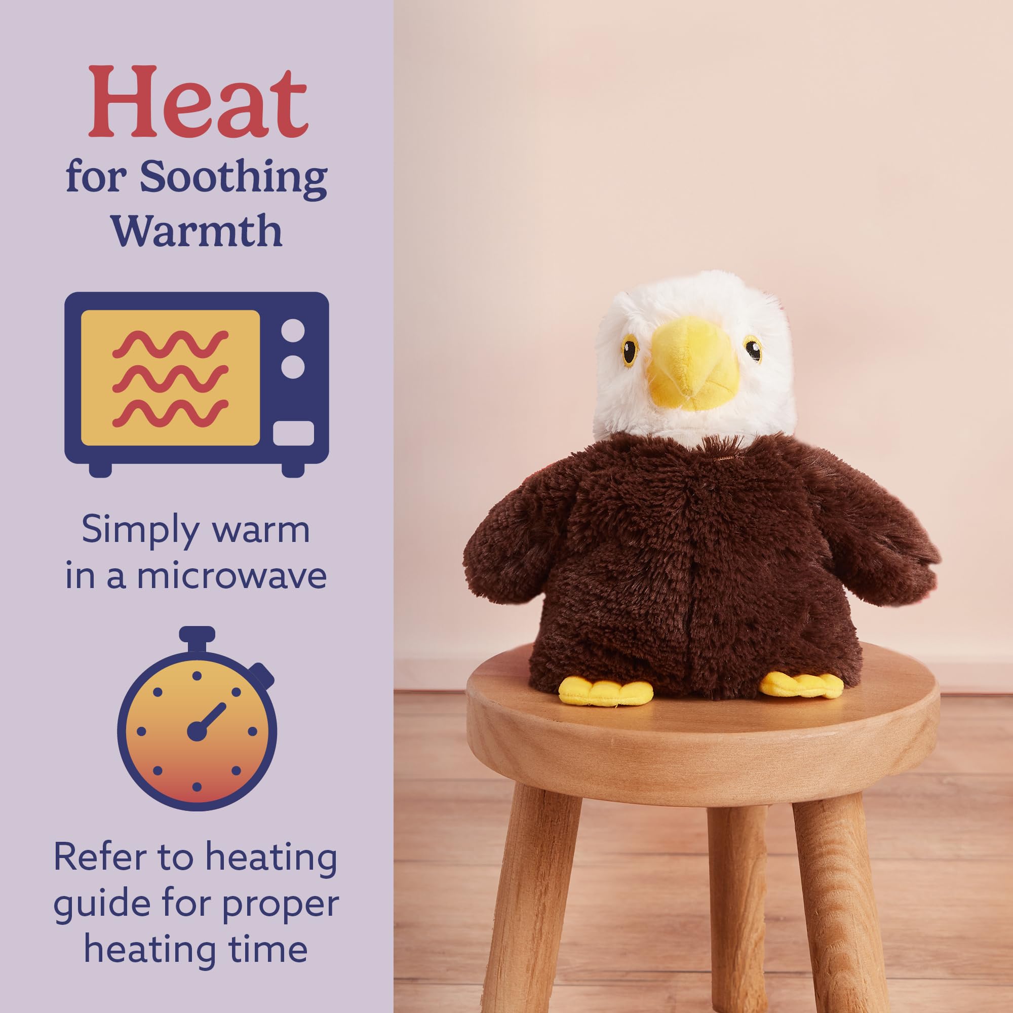 Warmies Eagle lavender-scented weighted plush for gentle aromatherapy moments.