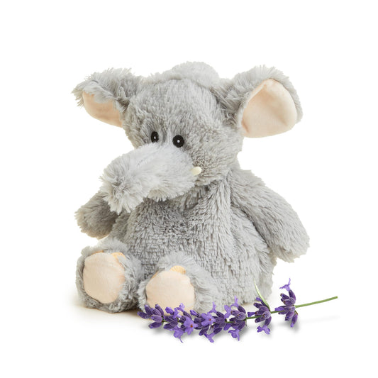 Warmies Gray Elephant microwavable plush offers soothing warmth for relaxation.
