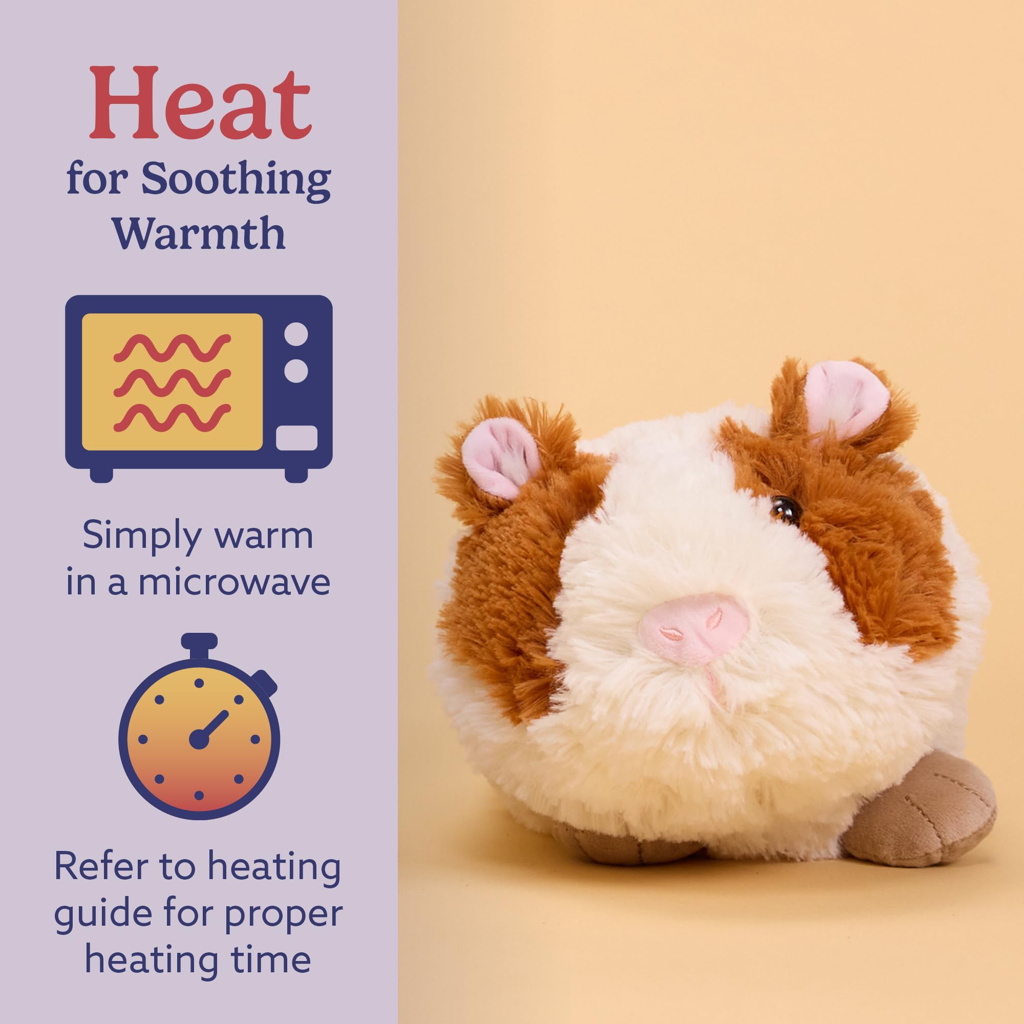 Warmies guinea pig plush lavender scent adds gentle bedtime calm.