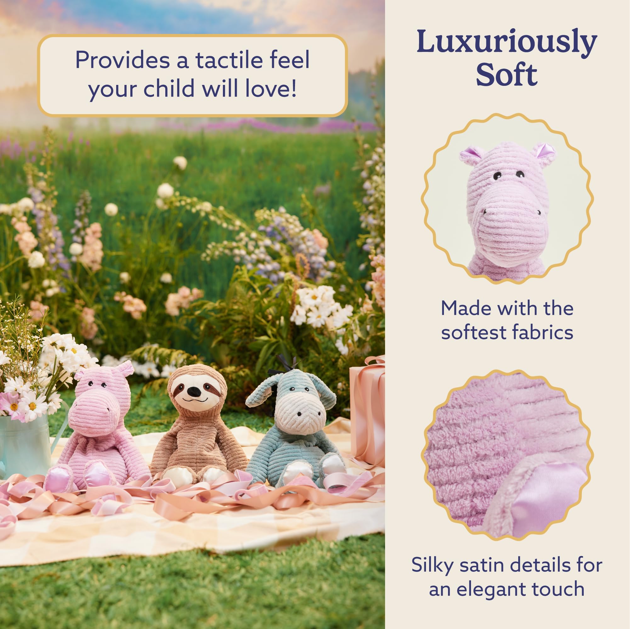 Warmies Hippo lavender scent detail adds gentle calming aroma