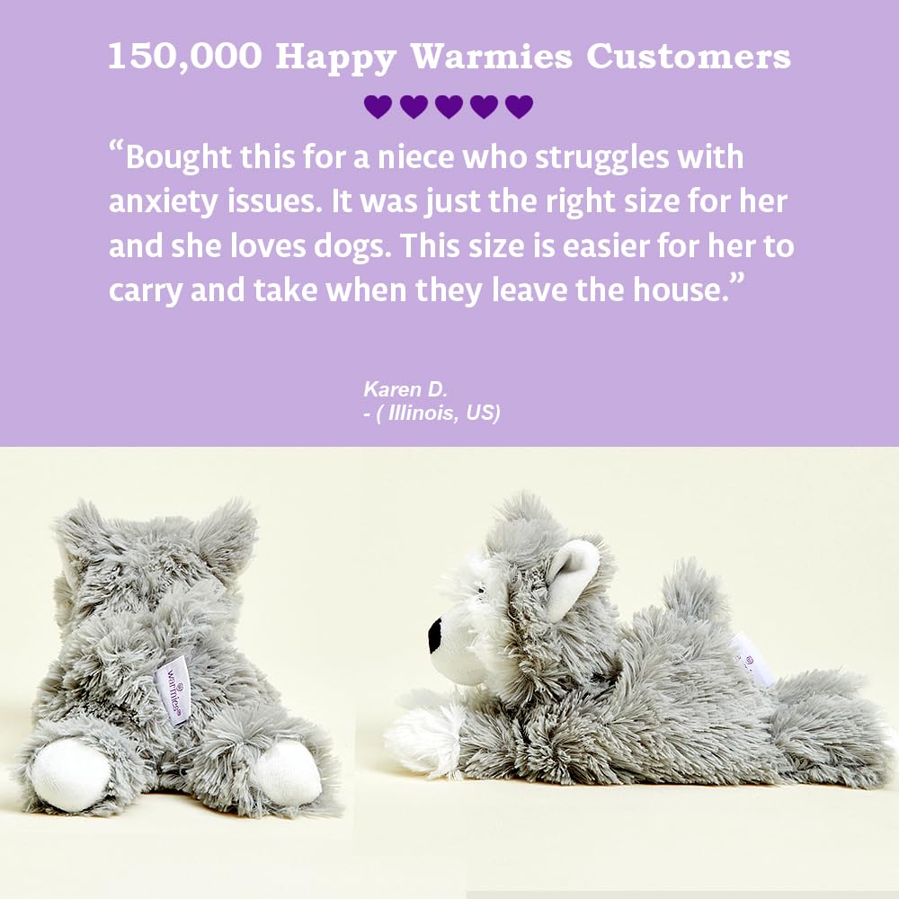 Warmies Husky plush packed for travel, soothing comfort on trips.