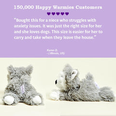 Warmies Husky plush packed for travel, soothing comfort on trips.