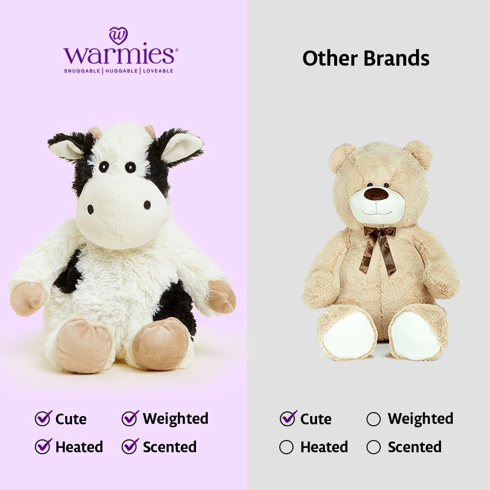 Warmies Lavender-scented Cow Plush adds real French lavender fragrance