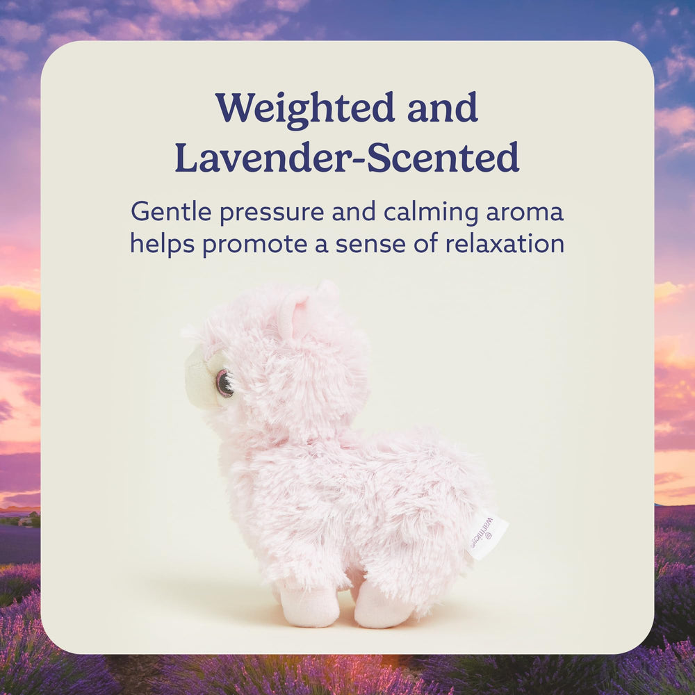 Snuggle-ready Warmies Junior Pink Llama plush for bedtime comfort.