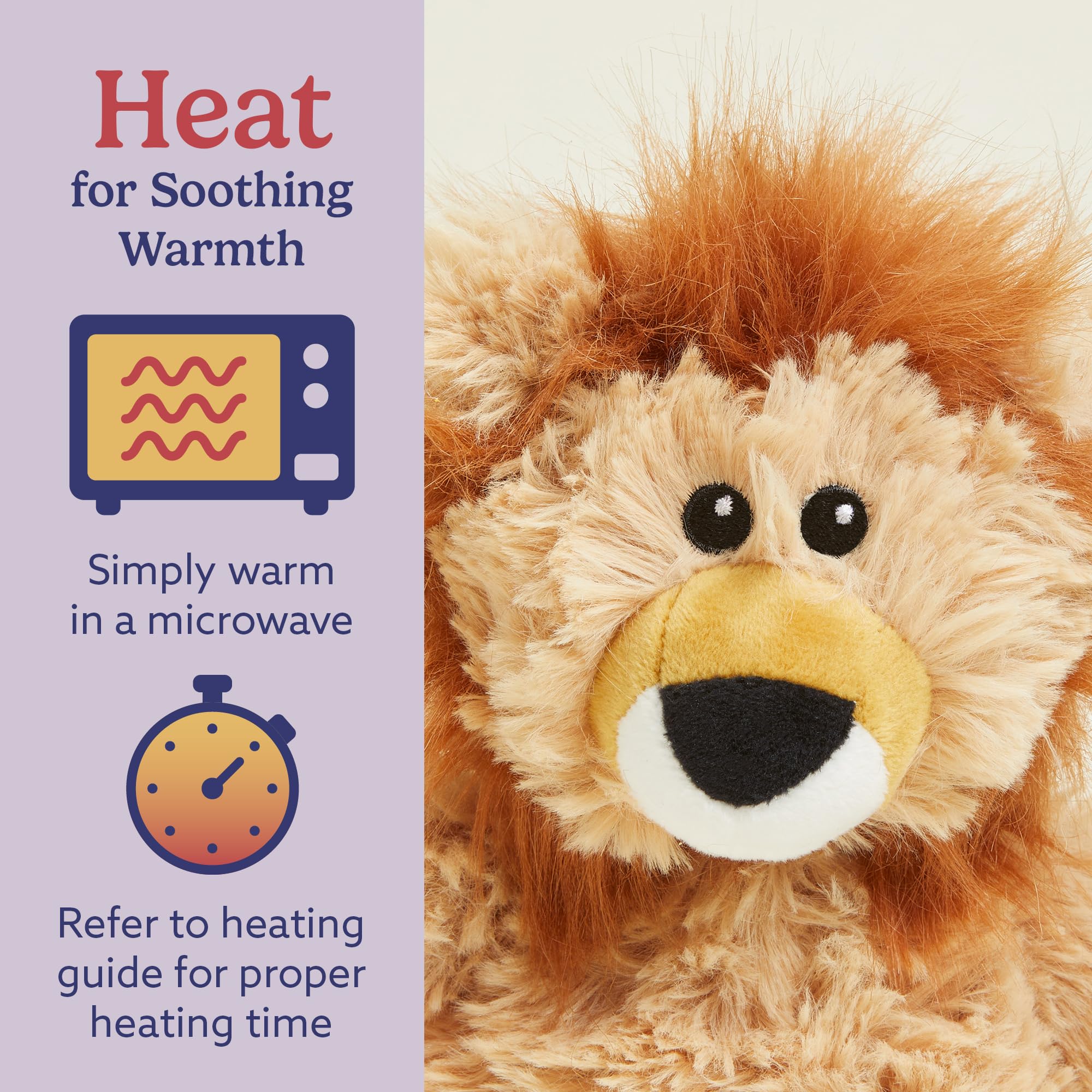 Warmies Lion Junior in freezer for a refreshing cooling touch.