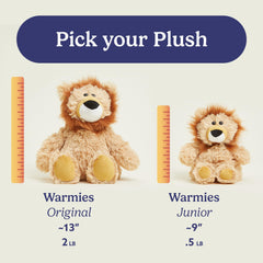 Warmies Lion Junior with child-safe design suitable for all ages.