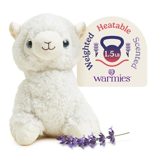 Warmies Llama microwavable plush provides soothing warmth for cuddles.