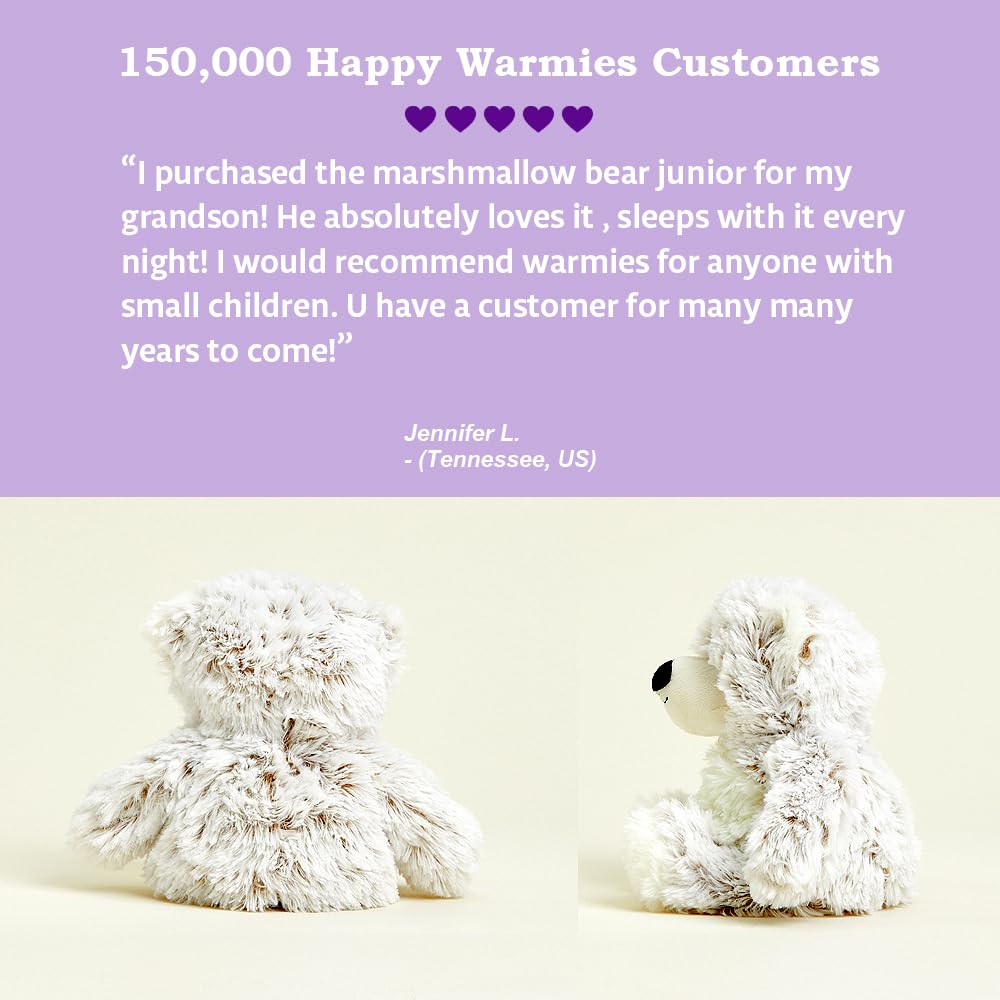 Warmies Marshmallow Bear packaged, ready as a ready-to-heat comforting gift.