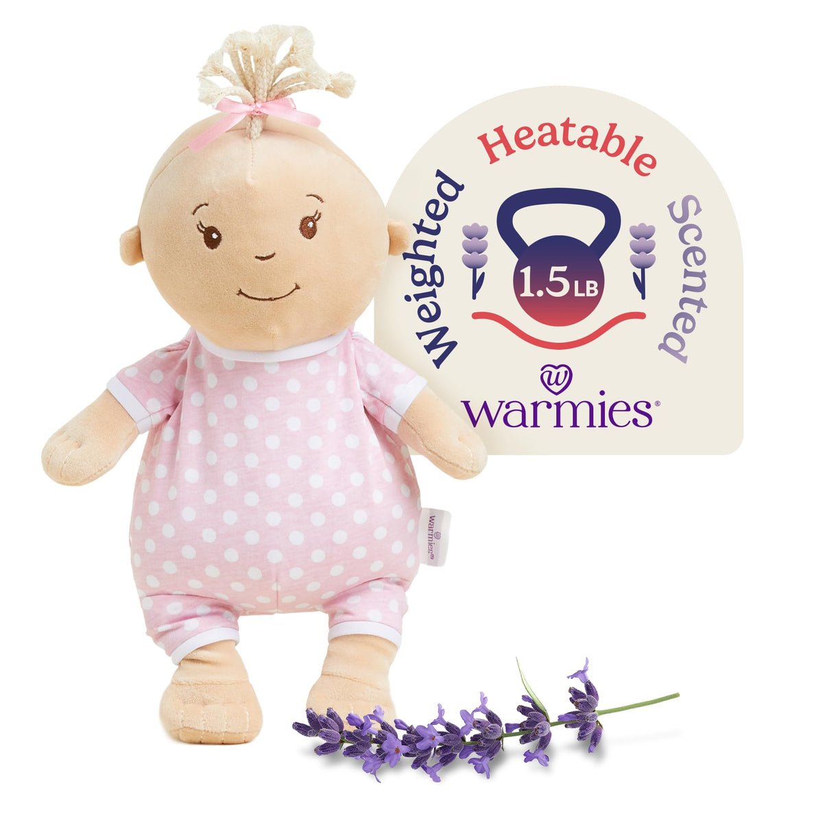 Warmies microwavable stuffed animal baby girl offers cozy warmth for comforting snuggles.