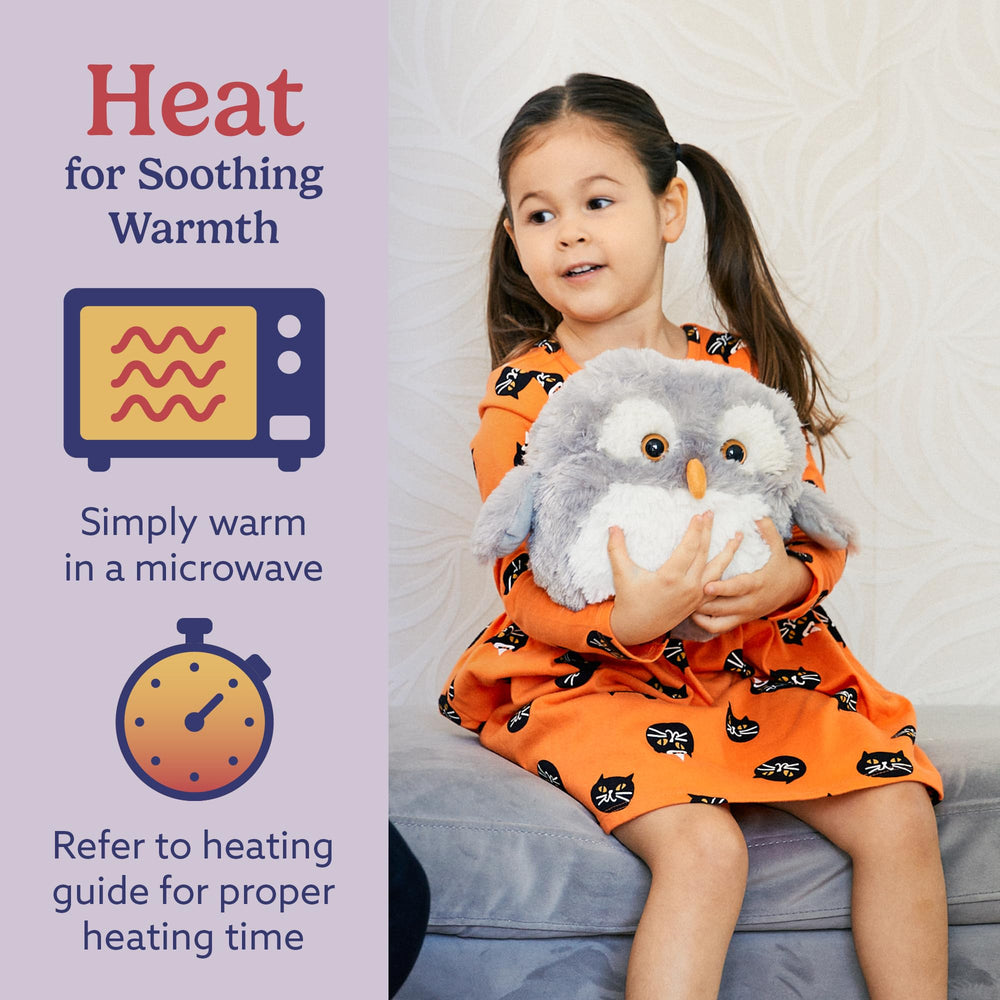 Warmies Owl cooling-relief plush provides a refreshing chill when needed.