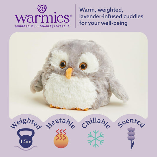 Warmies Owl weighted plush delivers comforting pressure for calm moments.