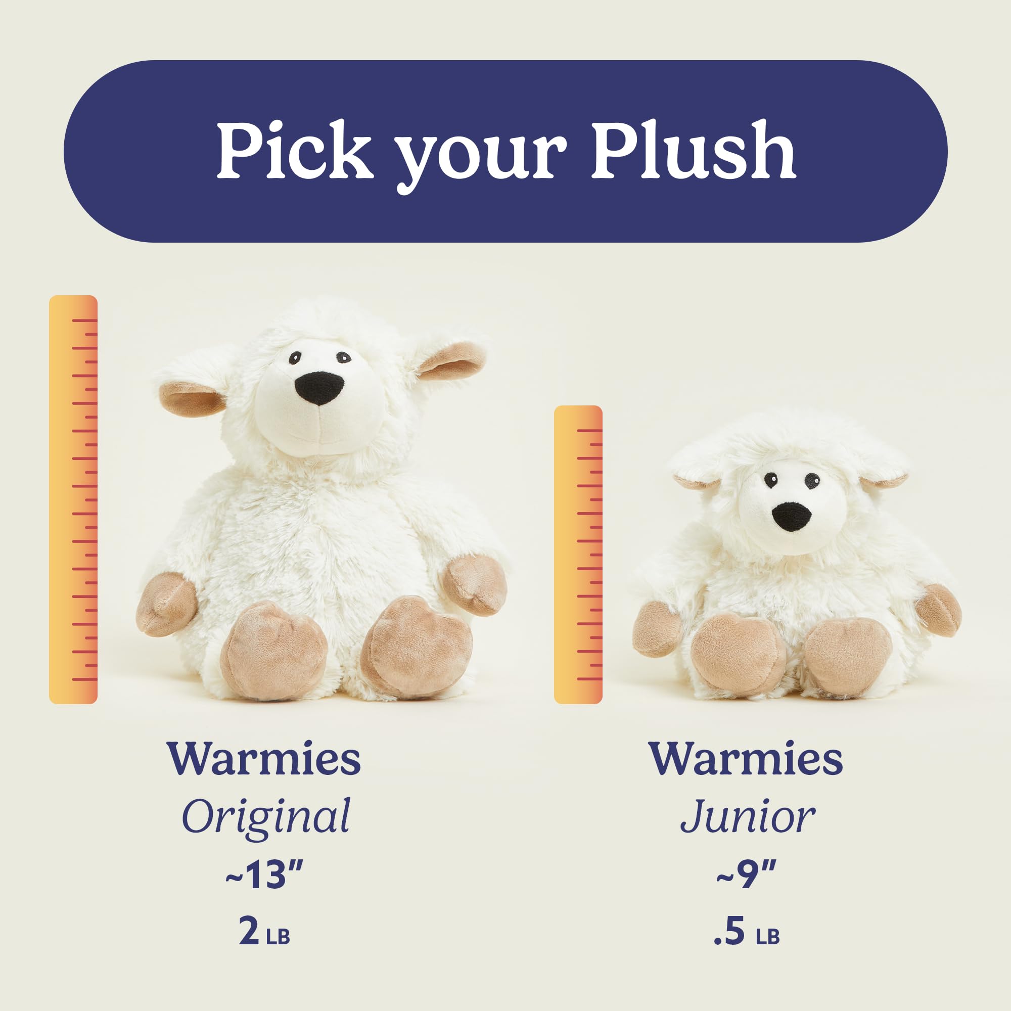 Warmies Sheep easy-to-wipe-clean plush after playtime.