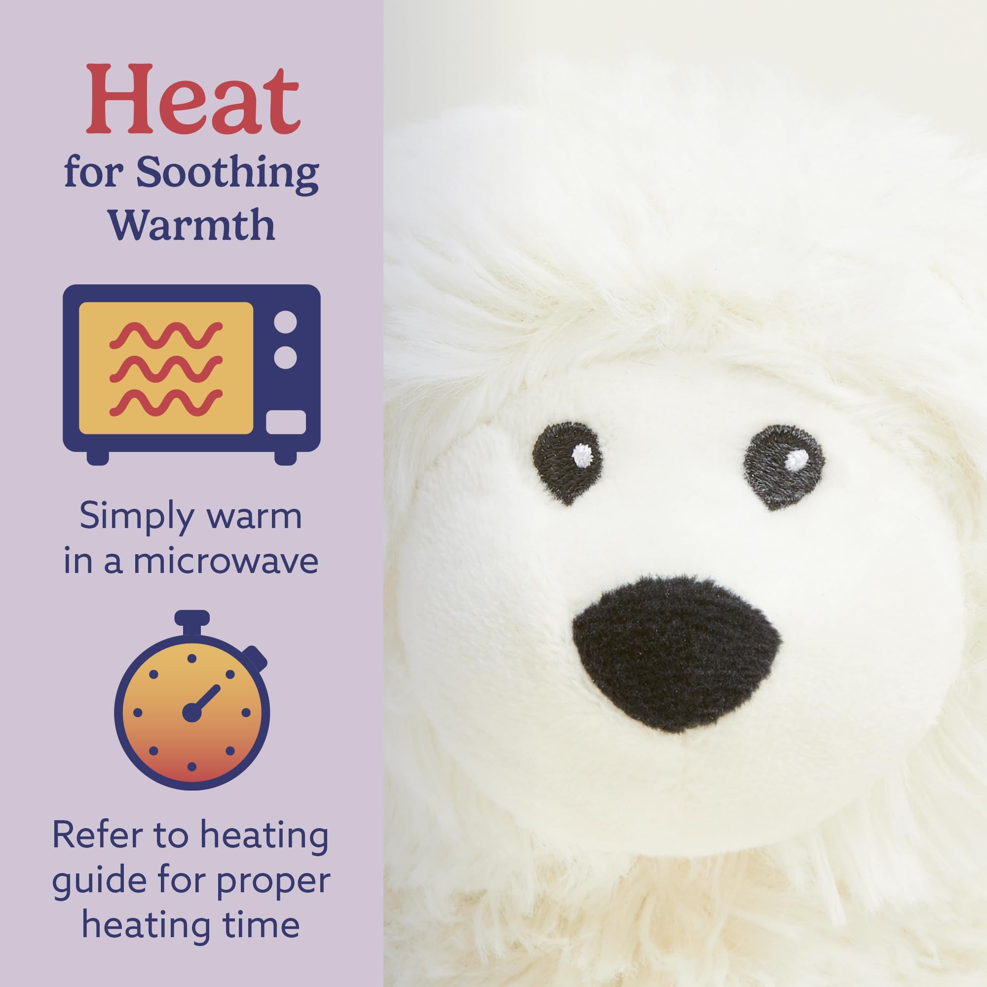 Warmies Sheep heated plush on a lap for bedtime warmth.