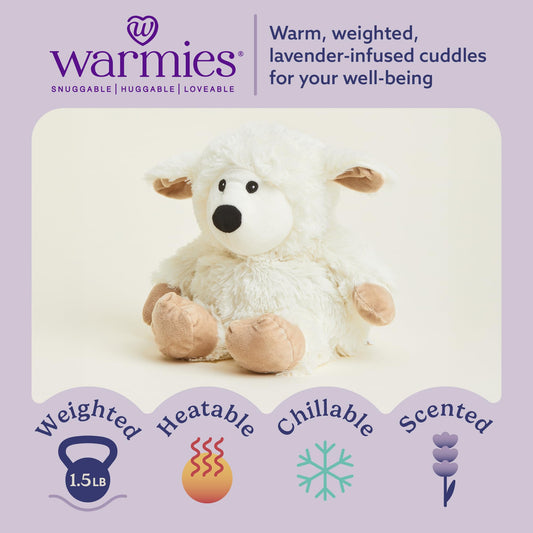 Warmies Sheep microwave-warming plush offers cozy snuggles and comfort.