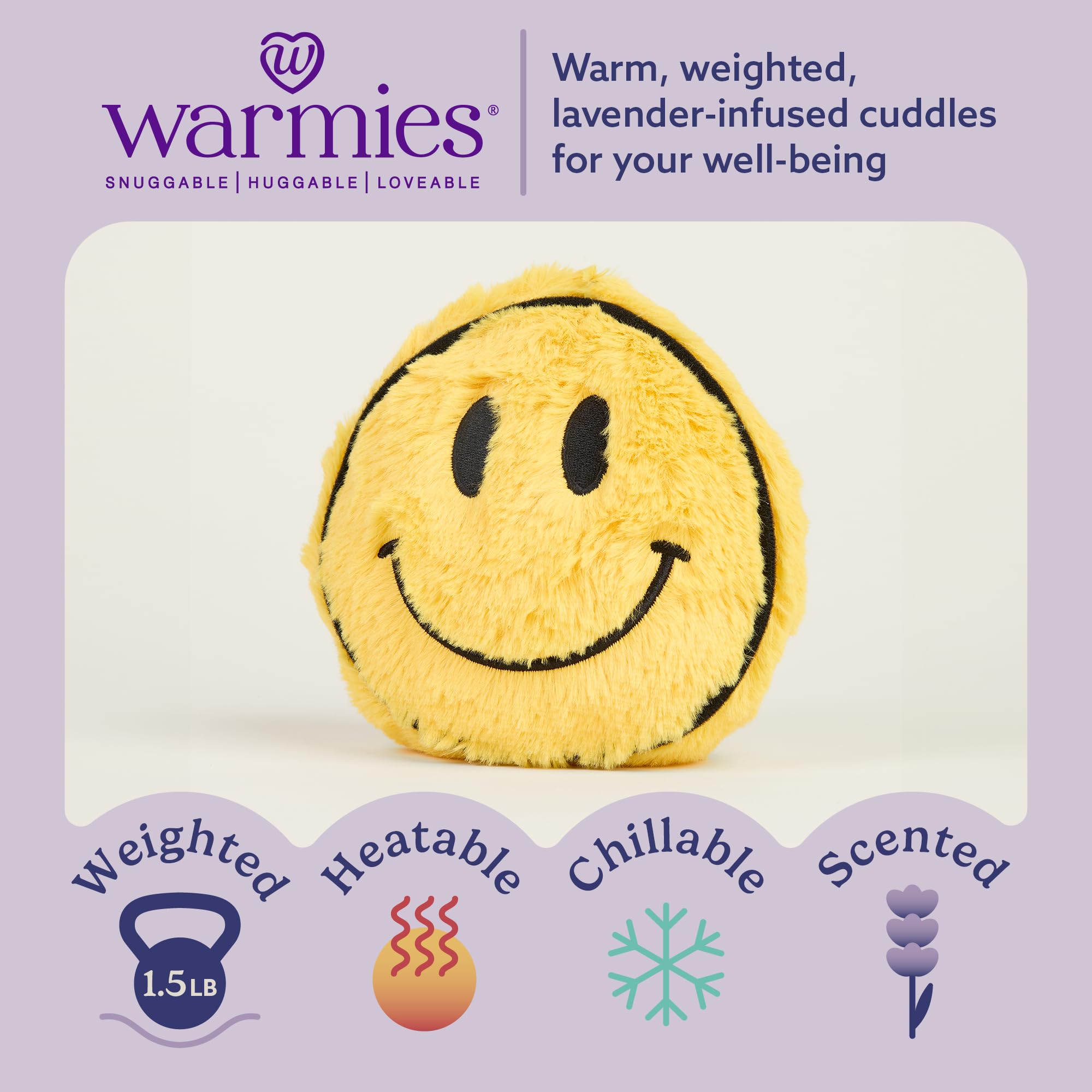 Warmies Smiley Face plush cooling evokes a refreshing touch on warm days.